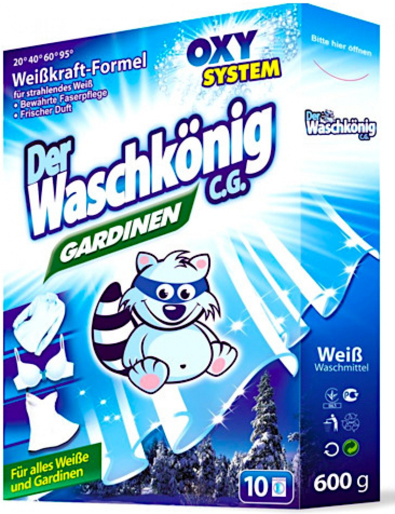 Waschkönig Gardinen prací prášok prádlo záclony 600 g