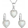 MSPERK Súprava šperkov so synt. opálom a Preciosa crystals, náušnice a prívesok, biele srdce Ag 925/1000 Rh (2g) MSPERK Súprava šperkov so synt. opálom a Preciosa crystals, náušnice a prívesok, biele srdce Ag 925/1000 Rh (2g)