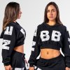 NEBBIA - Crop top mikina MUSCLE MOMMY 619 (black) - S NEBBIA - Crop top mikina MUSCLE MOMMY 619 (black) - S