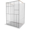 Mexen Kioto, sprchová zástena Walk-In 130 x 200 cm, 8mm sklo čierny vzor, medený matný profil, 800-130-002-65-78 Mexen Kioto, sprchová zástena Walk-In 130 x 200 cm, 8mm sklo čierny vzor, medený matný profil, 800-130-002-65-78