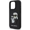 Karl Lagerfeld PU Saffiano Karl and Choupette Zadní Kryt pro iPhone 15 Pro Black KLHCP15LSANKCPK