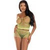 Leg Avenue T Shirt & Pants Set Twist Net Lime Leg Avenue T Shirt & Pants Set Twist Net Lime