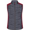 James & Nicholson JN 739 dámska pletená hybridná vesta red melange/anthracite melange