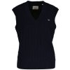 VESTA GANT LAMBSWOOL CABLE V-NECK VEST EVENING BLUE VESTA GANT LAMBSWOOL CABLE V-NECK VEST EVENING BLUE