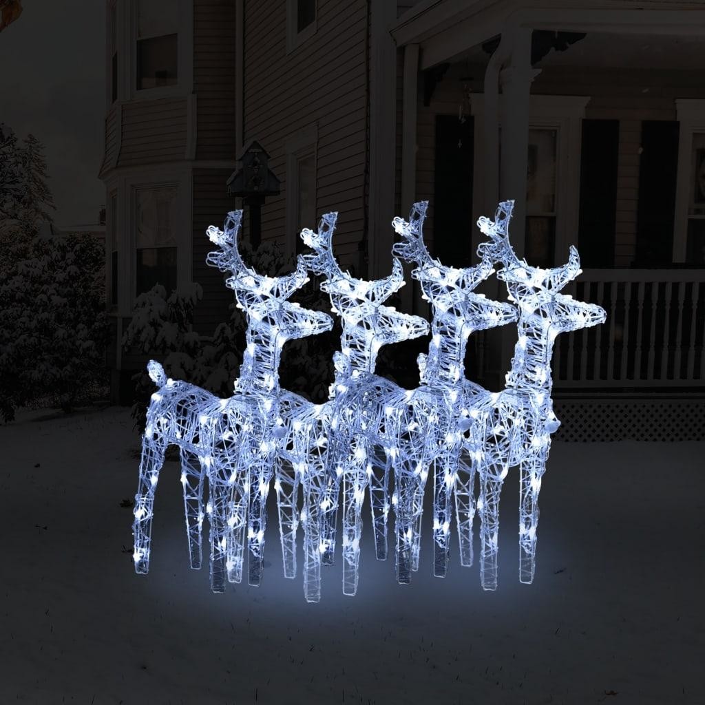 vidaXL Vianočné soby 4 ks studené biele 160 LED akrylové