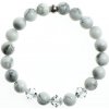 Glosery náramok s lesknúcimi krištáľmi Swarovski®, howlite 8mm Farba: strieborná, Obvod zápästia: M 17 cm Glosery náramok s lesknúcimi krištáľmi Swarovski®, howlite 8mm Farba: strieborná, Obvod zápästia: M 17 cm