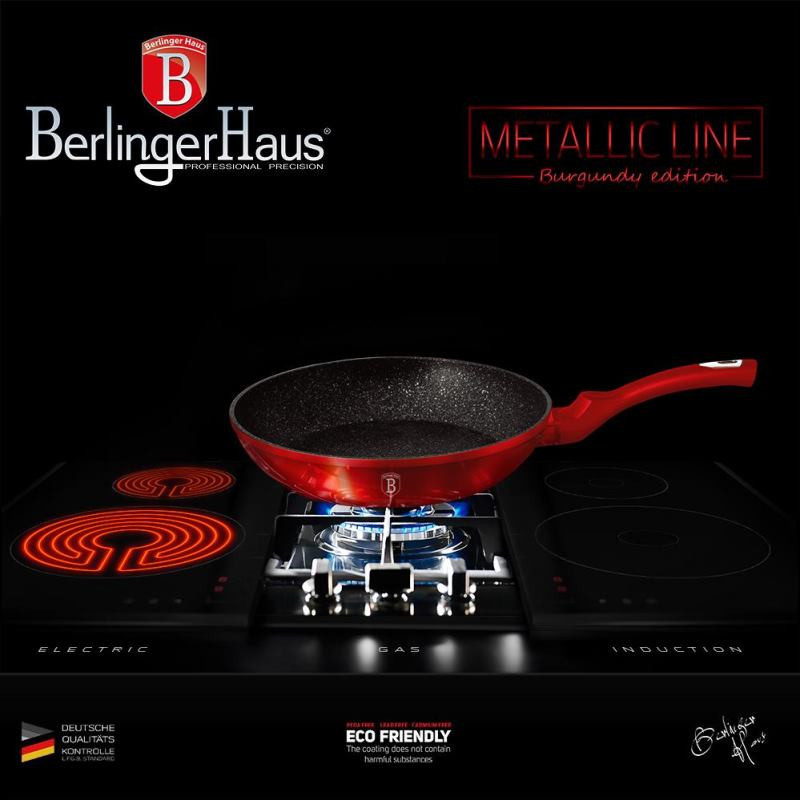 Berlingerhaus Burgundy Metallic Line panvica súprava 3 ks, červená BH-1289