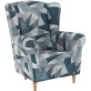 Kondela CHARLOT sivo-modrý vzor 0000211117 - kreslo ušiak, látka Holm sivo-modrý vzor / nohy drevo Kondela CHARLOT sivo-modrý vzor 0000211117 - kreslo ušiak, látka Holm sivo-modrý vzor / nohy drevo