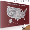 Obraz na korku moderná bordová mapa USA so štátmi Obraz na korku moderná bordová mapa USA so štátmi