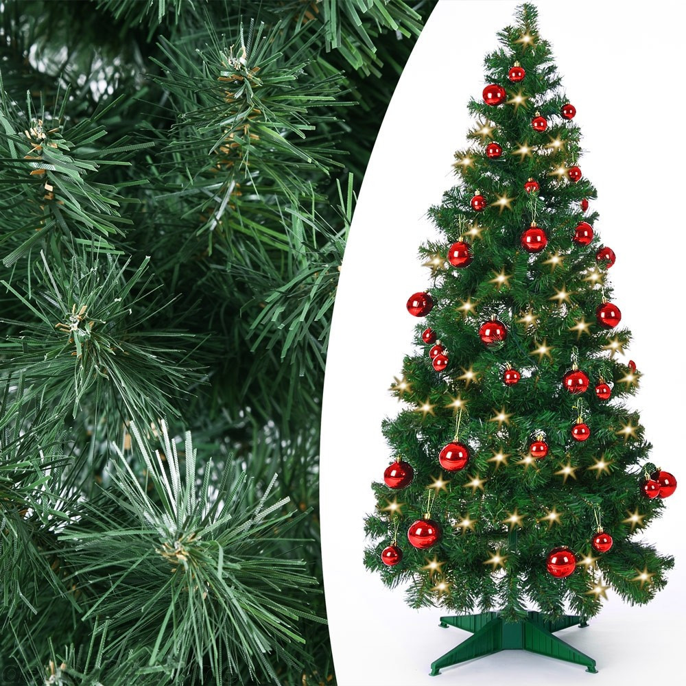 Goleto Pop-Up umelý vianočný stromček vrátane ozdôb a LED svetiel 150 cm | zelená