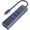 SAV Savio AK-57 USB-C - 3 x USB-A HUB s adaptérom RJ-45 Gigabit Ethernet, 5000 Mbit/s, sivá SAV Savio AK-57 USB-C - 3 x USB-A HUB s adaptérom RJ-45 Gigabit Ethernet, 5000 Mbit/s, sivá