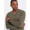 Ombre Men's unprinted longsleeve with v-neck - dark olive kaki M Ombre 5902228940432 Ombre Men's unprinted longsleeve with v-neck - dark olive kaki M Ombre 5902228940432