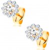 Šperky eshop - Náušnice zo žltého 14K zlata - žiarivý kvietok z okrúhlych čírych zirkónov S1GG165.13 Šperky eshop - Náušnice zo žltého 14K zlata - žiarivý kvietok z okrúhlych čírych zirkónov S1GG165.13