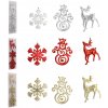 Sada vianočných ozdôb – jeleň, snehová vločka a snehuliak, lesklý mix farieb Sada vianočných ozdôb – jeleň, snehová vločka a snehuliak, lesklý mix farieb