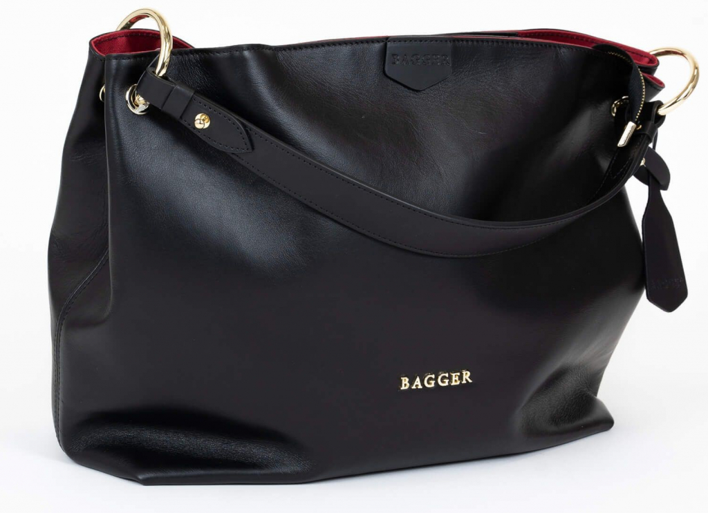 Bagger kožená kabelka veľká športovo elegantná do ruky a na rameno čierna 0141