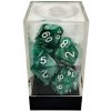 Chessex Sada koctek Marble Green/White Polyhedral 7 ks