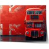 Sablio Plagát Červený poschodový autobus Vlajka - 90x60 cm Sablio Plagát Červený poschodový autobus Vlajka - 90x60 cm
