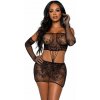 Leg Avenue Čipkované šaty s rukavicami Čierne One Size Leg Avenue Čipkované šaty s rukavicami Čierne One Size