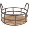 Clayre & Eef Hnedý kovový úložný kôš s držadlom a dreveným dnom - Ø 25*9/15 cm - Clayre & Eef Clayre & Eef Hnedý kovový úložný kôš s držadlom a dreveným dnom - Ø 25*9/15 cm - Clayre & Eef