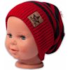 Baby Nellys Jesenná/zimní prúžkovaná čiapka červená/grafit