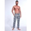 Cornette 691/59 pánske pyžamové nohavice tmavě modrá mřížka