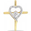 Galéria Šperkov Kríž Pozlátený Strieborný Prívesok s Tancujúcim Diamantom a Bielym Topásom Y52478