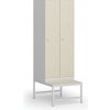 Šatníková skrinka S1 s lavičkou, 2 oddiely, 1875 x 600 x 500/800 mm, demont, cylindrický zámok, laminované dvere, breza Šatníková skrinka S1 s lavičkou, 2 oddiely, 1875 x 600 x 500/800 mm, demont, cylindrický zámok, laminované dvere, breza