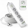 Predlžovací kábel, 4-zásuvky, 5 m, s uzem. +USB biele, CONNECTO (Kobi) Predlžovací kábel, 4-zásuvky, 5 m, s uzem. +USB biele, CONNECTO (Kobi)