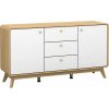 Nízka komoda v dekore duba v bielo-prírodnej farbe 140x75 cm Caitlin – Støraa Nízka komoda v dekore duba v bielo-prírodnej farbe 140x75 cm Caitlin – Støraa