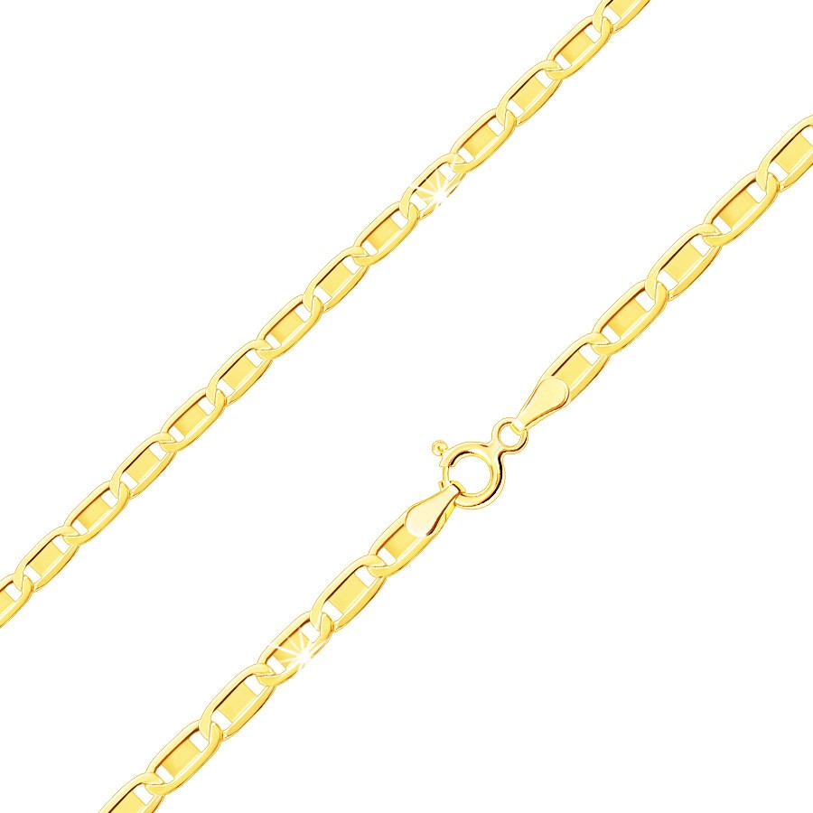 Šperky eshop Retiazka v žltom zlate lesklé oválne očká, hladký obdĺžnik S3GG30.25