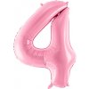 PartyDeco Fóliový balón narodeninové číslo 4 ružový 86cm PartyDeco Fóliový balón narodeninové číslo 4 ružový 86cm
