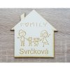 LYMFY | Menovka na dvere domček FAMILY 120mm | prírodné drevo LYMFY | Menovka na dvere domček FAMILY 120mm | prírodné drevo