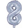 PartyDeco Fóliový balón Mini - Číslo 8 holografický 35cm PartyDeco Fóliový balón Mini - Číslo 8 holografický 35cm