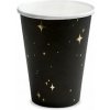 PartyDeco Poháre čierne s hviezdami 260 ml