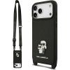 Karl Lagerfeld Saffiano Crossbody Popruh Metal Karl and Choupette Zadný Kryt pre iPhone 17 Pro Max B KLHCP17XSAKCPBK