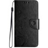Peňaženkové puzdro Embossing Pattern Motýľ a kvet čierne – Motorola Moto G35 5G Peňaženkové puzdro Embossing Pattern Motýľ a kvet čierne – Motorola Moto G35 5G