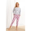 Zostaňme v posteli - dámske pyžamo L Šedá / ružová Dlhé Zostaňme v posteli - dámske pyžamo L Šedá / ružová Dlhé