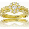 VIPgold Zlatý prsteň s bielymi zafírmi v žltom zlate R35746z VIPgold Zlatý prsteň s bielymi zafírmi v žltom zlate R35746z