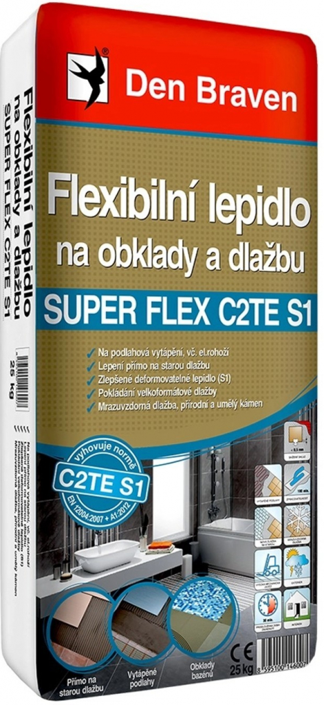 DEN BRAVEN SUPER FLEX C2TES1 Flexibilné lepidlo na obklady a dlažbu 25 kg