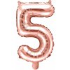 PartyDeco Fóliový balón číslo 5, 35cm rose zlatý PartyDeco Fóliový balón číslo 5, 35cm rose zlatý