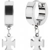 Šperky eshop - Okrúhle náušnice z chirurgickej ocele, visiaci maltézsky kríž SP44.07 Šperky eshop - Okrúhle náušnice z chirurgickej ocele, visiaci maltézsky kríž SP44.07
