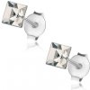 Šperky eshop - Puzetové náušnice - striebro 925, číry Swarovského krištáľ - štvorec, 4 mm I32.03 Šperky eshop - Puzetové náušnice - striebro 925, číry Swarovského krištáľ - štvorec, 4 mm I32.03