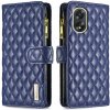 Peňaženkové kožené puzdro Diamond Lattice Zipper na Oppo A38 - Modrá Peňaženkové kožené puzdro Diamond Lattice Zipper na Oppo A38 - Modrá