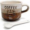 COFFEE Keramický pohár na kávu s lyžičkou 150 ml