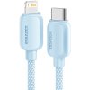 Essager ES-X46 opletený nabíjací a dátový USB-C na Lightning 2m modrý