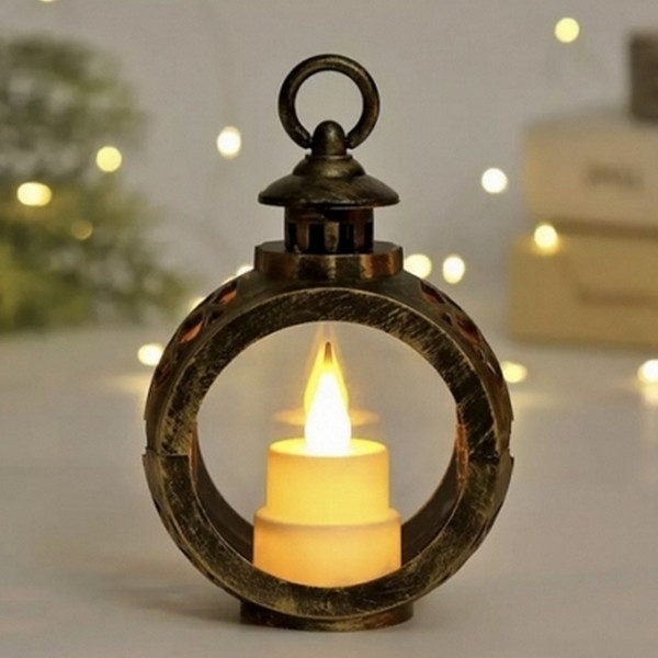 BNX Vianočná lucernička s LED sviečkou 12 cm Zlatá