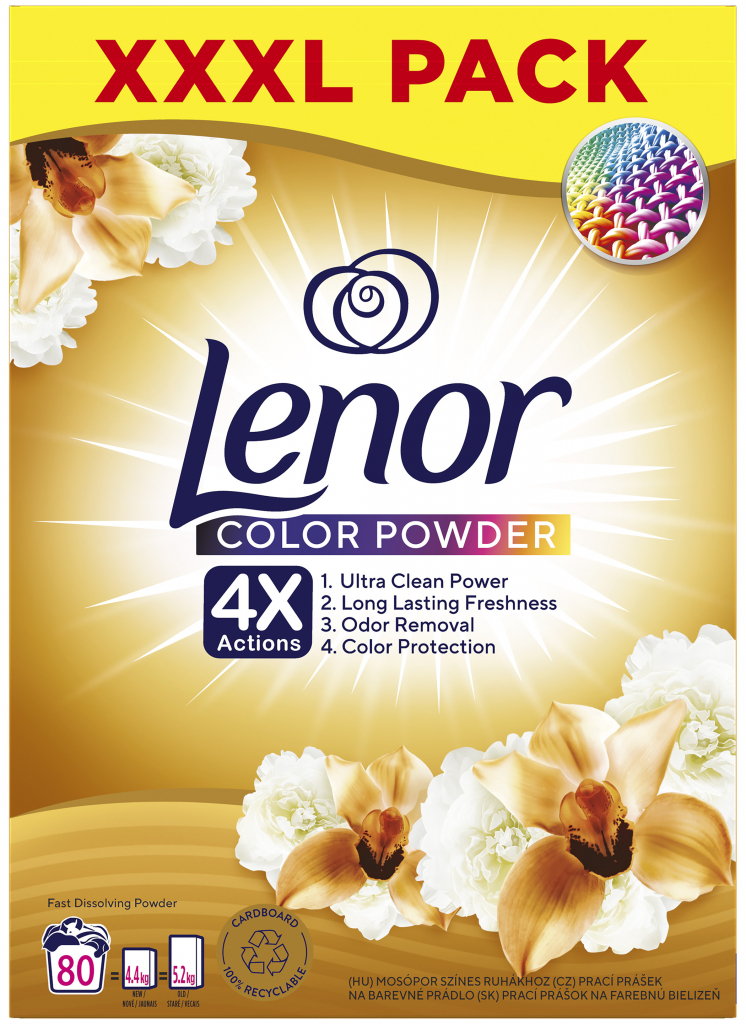 Lenor Vanilla Orchid & Golden Amber Prací prášok na 4,4 kg 80 PD