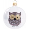 Sklenená vianočná guľa sova 8cm, biela Sklenená vianočná guľa sova 8cm, biela