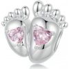 For Silver Korálik Odtlačky nožičiek s ružovými zirkónovými srdiečkami - Striebro 925 For Silver Korálik Odtlačky nožičiek s ružovými zirkónovými srdiečkami - Striebro 925