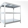 Kovový regál Biedrax 35 x 120 x 120 cm, pozink, 3 police plechové, nosnosť 150 kg na policu Kovový regál Biedrax 35 x 120 x 120 cm, pozink, 3 police plechové, nosnosť 150 kg na policu